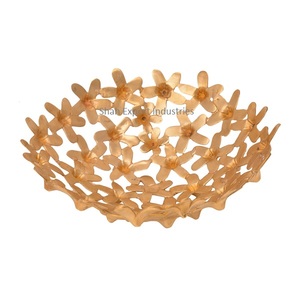 Bols de service de fruits dorés décoratifs de luxe en aluminium feuille conçus pour la table à manger bols de fruits ronds décoratifs - Product Image 5