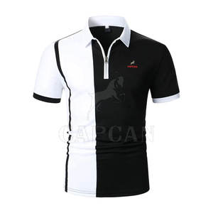 Polos con cremallera para hombre, camisetas de polo de punto acanalado de manga corta, camisetas de golf informales de nueva moda con tamaño personalizado - Product Image 1