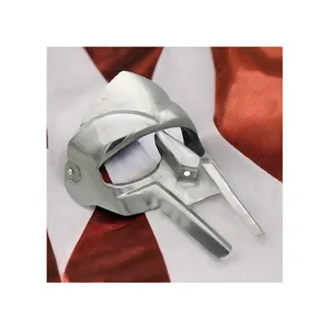 Máscara de Casco de Gladiador Romano |   Máscara Facial de Guerrero Vikingo Medieval, Armadura Plateada, Casco de Cosplay, Disfraz para Fiesta de Halloween, Duradero - Product Image 1