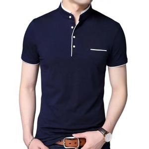 Polo de verano para hombre, camisa Polo de manga corta de Color sólido con cuello levantado, camisetas transpirables de algodón informales ajustadas a la moda para hombre - Product Image 4