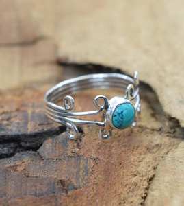 Anillo de Plata de Ley 925 con Turquesa Azul, Joyería Hecha a Mano, Anillo Elegante para Mujer, Regalo - Product Image 3