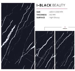 Carreaux de sol en porcelaine foncée brillante émaillée noire classique 600x1200 Carreau de céramique en marbre poli antidérapant personnalisable - Product Image 2