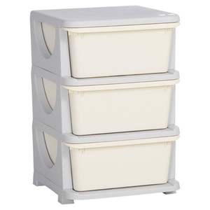 Modern Plastic Kids <b>Storage</b> Cabinet 3 Tier Cream White Durable Organizer for Bedroom School Use - Product Image 1