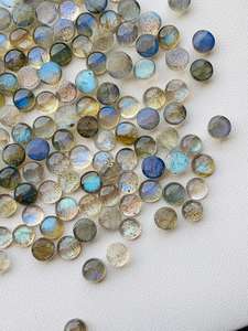 Labradorite naturelle de haute qualité Rajasthan 4mm 5mm 10mm 12mm coupe ovale calibré dos plat lâche faisant collier fait main - Product Image 5