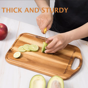 Planche à découper en bois d'acacia avec poignée pour légumes, viande et fromage Planche de cuisine en bois de chêne - Product Image 3