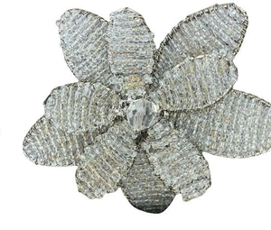 Lot de 4 ronds de serviette à fleurs transparentes perlés en cristal argenté - Product Image 1