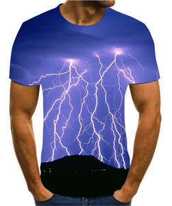 Camiseta con estampado 3D personalizada para hombre, efecto de luces 3D, tela de poliéster de sublimación de manga corta transpirable de secado rápido de alta calidad - Product Image 1