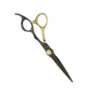 Ciseaux de coiffeur de couleur or et noir avec des lames tranchantes ciseaux de cheveux allemands en acier inoxydable pour la beauté - Product Image 3