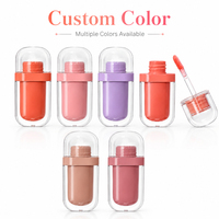 Tube de brillant à lèvres double paroi corail pêche à marque privée, logo personnalisé, vente en gros, fournisseur de maquillage OEM ODM, faible MOQ