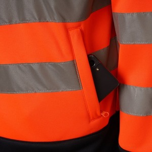 Sweat à capuche à fermeture éclair haute visibilité avec col montant et 4 poches Veste de travail de sécurité réfléchissante Orange Navy - Product Image 3