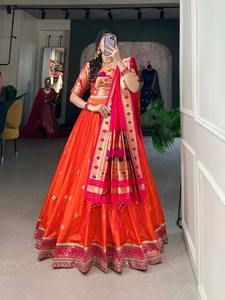 Venta caliente hermosa Lehenga Choli Jacquard seda (Paithani) Tejido Zari trabajo fabricante de Surat para el trabajo - Product Image 2