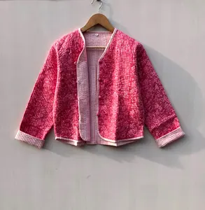 แจ็กเก็ตผ้าฝ้ายโบโฮสำหรับผู้หญิงเสื้อคลุมฤดูหนาวพิมพ์ลายดอกไม้ขนาด XL ทำด้วยมือ - Product Image 6