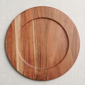 Assiette de service en bois d'acacia au design classique, vaisselle écologique, plateau rond en bois pour mariages et événements, hôtels et restaurants - Product Image 1