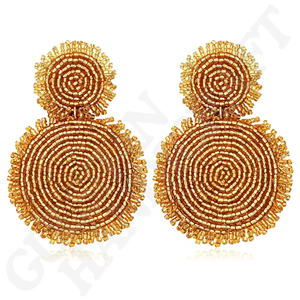 Pendientes colgantes bordados en forma de flor Vintage ecológicos inspirados en la naturaleza, joyería personalizada tejida a mano para fiestas de moda - Product Image 1
