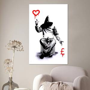 Impression sur toile de graffitis urbains : Œuvre d'art moderne style Banksy, ART SUR VERRE TÉMPERÉ - Product Image 1