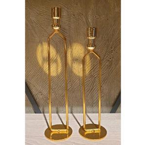 Bougeoir en métal de luxe, décoration d'intérieur, élégant, plaqué or et argent, bougeoir en acier inoxydable, décoration de table pour événements - Product Image 4