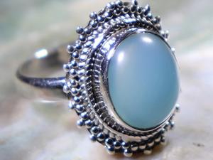 Bague de réglage de lunette ovale classique en argent sterling 925 avec pierre précieuse de calcédoine bleue pour cadeau d'anniversaire de mariage de fiançailles - Product Image 5