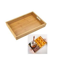 Plateau en bois blanc pur de qualité supérieure, plateau de service et de rafraîchissement rectangulaire en bois avec poignée pour la décoration de la maison - Product Image 1