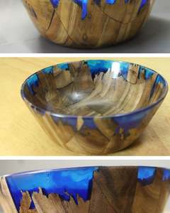 Plato de servir de madera brillante SCI con Chip & Dip Bowl Material Madera de mango con pegatina personalizada recubierta de resina y precio bajo - Product Image 6