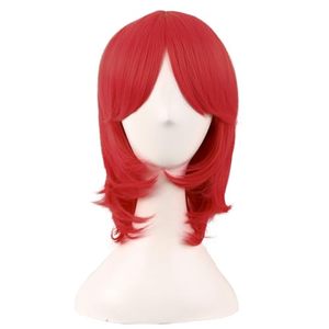 Perruque courte MapofBeauty de 16 pouces/40 cm avec frange latérale, en fibre haute température, bonnet ajustable, perruque superposée pour cosplay (rouge) - Product Image 1