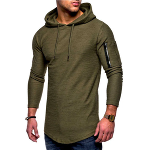 Sweat à capuche allongé mode pour hommes OEM Respirant Hiver Sweat à capuche allongé en tissu de coton uni pour hommes - Product Image 5