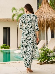 Kurti, Pantalón y Dupatta de Seda Roma de Primera Calidad con Bordado de Espejo, Fabricante y Proveedor Mayorista - Product Image 3