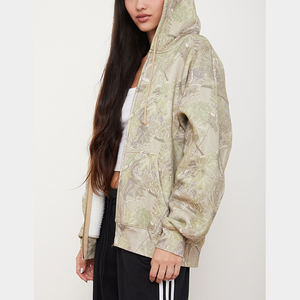 Sudadera con capucha y cremallera de gran tamaño personalizable 2025 para mujer, cuello con capucha estampado de invierno con bolsillo de canguro y hombros caídos - Product Image 5