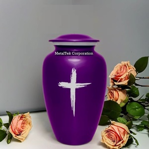 Customized Colour Metal Urn Human Ashes Pets Holy Cross Print Black Cremation <b>Memorial</b> Jar Multiple Colours Adult Funeral Urns - Product Image 3