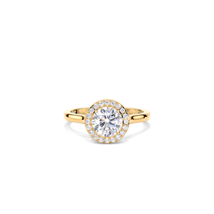 IGI Certified Round Solitaire Lab Grown Diamond Halo <b>Ring</b> in 9K Yellow / White & Rose Gold - Product Image 6