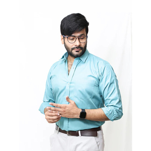 Vente en gros d'usine chemises en coton à manches longues de haute qualité pour hommes chemises habillées boutonnées solides pour hommes - Product Image 1