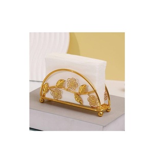 Nouvel arrivage Décor de table élégant Porte-serviettes Fer Rangement des mouchoirs Décor floral Porte-mouchoirs pour la maison Organisateur de bureau - Product Image 1