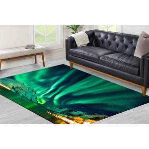Alfombra con Diseño de Aurora Boreal: Alfombra Decorativa Antideslizante, con Pelo Suave - Product Image 1