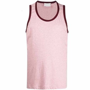 100% coton garniture contrastée Logo personnalisé débardeurs vêtements pour hommes grande taille pas cher prix été Fitness vêtements de sport hommes débardeurs - Product Image 6