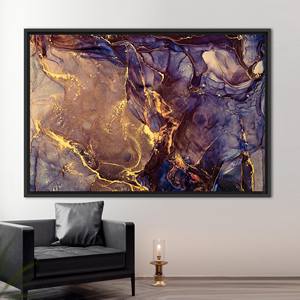 Modern Abstract Luxury Marble Canvas Print, Purple and Gold Design,1P:Black <b>Framed</b> - Product Image 1