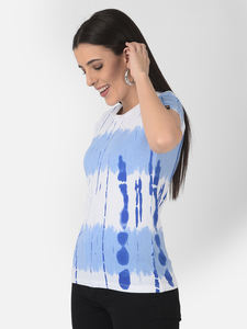 เสื้อยืดผู้หญิง แขนสั้น คอกลม สีฟ้า สำหรับฤดูร้อน ผ้าเจอร์ซีย์ ระบายอากาศ แห้งเร็ว รีไซเคิล ลายพิมพ์เรียบง่าย - Product Image 4