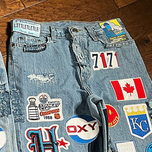 Pantalones cortos de mezclilla informales con logotipo bordado y parche personalizado, para deportes de verano, Jogging, playa, vintage, desgastados, secado rápido, cierre con cordón - Product Image 4