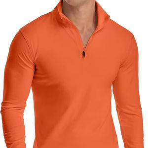 Chemises à manches courtes imprimées grande taille pour hommes, chemises en coton à fermeture éclair quart, décontractées, coupe ajustée, conçues de base - Product Image 1