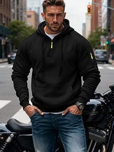 Hombres Ropa de invierno Sudaderas con capucha casuales Sudaderas con capucha de color sólido Ropa de moda Sudaderas con capucha ajustadas para hombres - Product Image 4