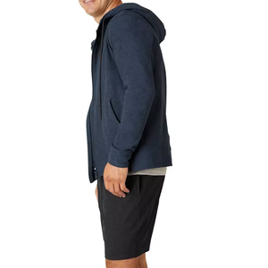 Automne léger sweat à capuche zippé Logo personnalisé hommes décontracté fermeture éclair 280g French Terry veste à capuche vierge pour hommes - Product Image 4