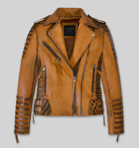 Chaqueta de Cuero para Mujer, Nueva Moda, Resistente al Viento, Chaqueta de Cuero para Hombre y Mujer, Estilos Personalizados, Chaqueta de Cuero Charlotte Burnt Multiple 2006 - Product Image 1