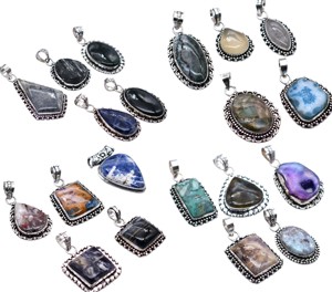 Colliers de mode vintage pour femmes avec pendentifs en pierres précieuses naturelles, lot de mélange de réglage de lunette en laiton en vrac en gros sur EBay - Product Image 1