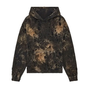 Service OEM Sweats à capuche vieillis à l'acide pour hommes Prix de gros Style de rue Sweats à capuche déchirés pour hommes - Product Image 3
