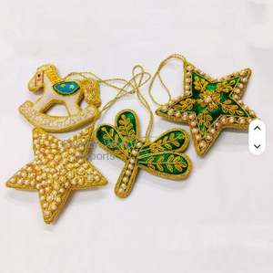 Élégantes décorations de Noël en verre perlé en forme d'étoile pour l'arbre et la décoration de la maison, boules de Noël en plastique suspendues - Product Image 6