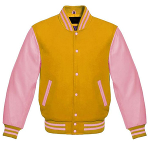 Vestes universitaires de couleur unie col ras du cou respirant impression de logo personnalisé manches longues veste de baseball universitaire pour hommes - Product Image 1