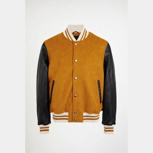 Oversized Custom Embroidered Varsity <b>Jacket</b> Men Women Green Wool Brown Real <b>Leather</b> Sleeves Classic Striped Rib College Bomber - Product Image 1