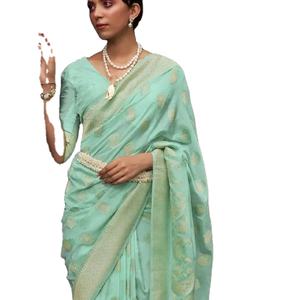 El último diseñador Chinon Silk Printed Work Saree de Fab Zone - Product Image 1