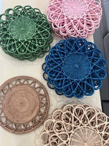 Boho Style Rattan <b>Charger</b> <b>Plate</b> for Table Arrangements Handmade Decorative Rattan <b>Charger</b> <b>Plate</b> for Home - Product Image 2