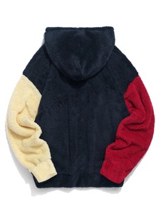 100% algodón hombres pulóver Sudadera con capucha Color-Blocking empalme Fuzzy Fleece Impresión digital Temporada de invierno Plain Dyed Technics - Product Image 6