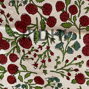 ผ้าปูโต๊ะอาหารผ้าฝ้ายเนื้อนุ่ม 100% พิมพ์ลายด้วยมือ ลายดอกไม้ประดับพลอยแดง งานฝีมือสุดหรู ปรับแต่งได้ ซักเครื่องได้ - Product Image 3