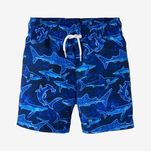 <b>Mens</b> Swim Shorts 130 GSM Quick Dry Polyester Blue Shark Print Beach Swim <b>Trunks</b> Custom Sublimation Logo <b>men's</b> shorts - Product Image 1